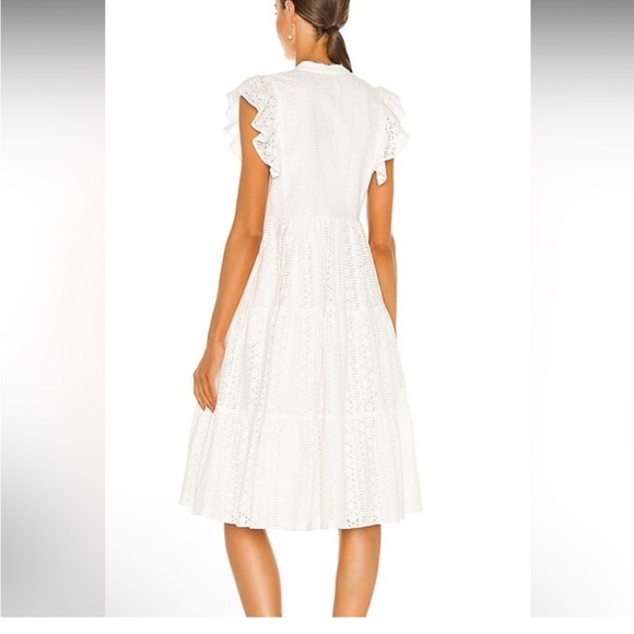 Amanda Uprichard Sheradin Tiered Eyelet Dress in White - Size Medium - Picture 3 of 9